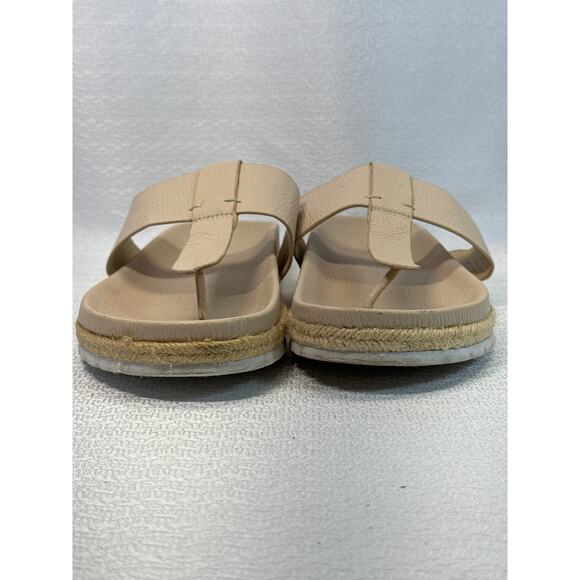 Com & Sense Cream Leather Flip Flops women sz 9 - Picture 4 of 7